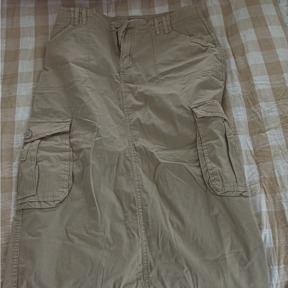 Garage Tan Maxi Cargo Skirt